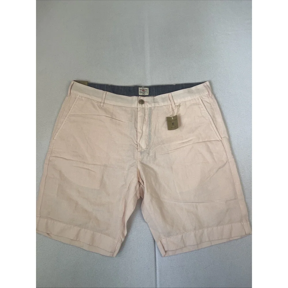 Faherty Mens Malibu Chino Shorts Summer Pink 36 MBC0007 Linen Cotton